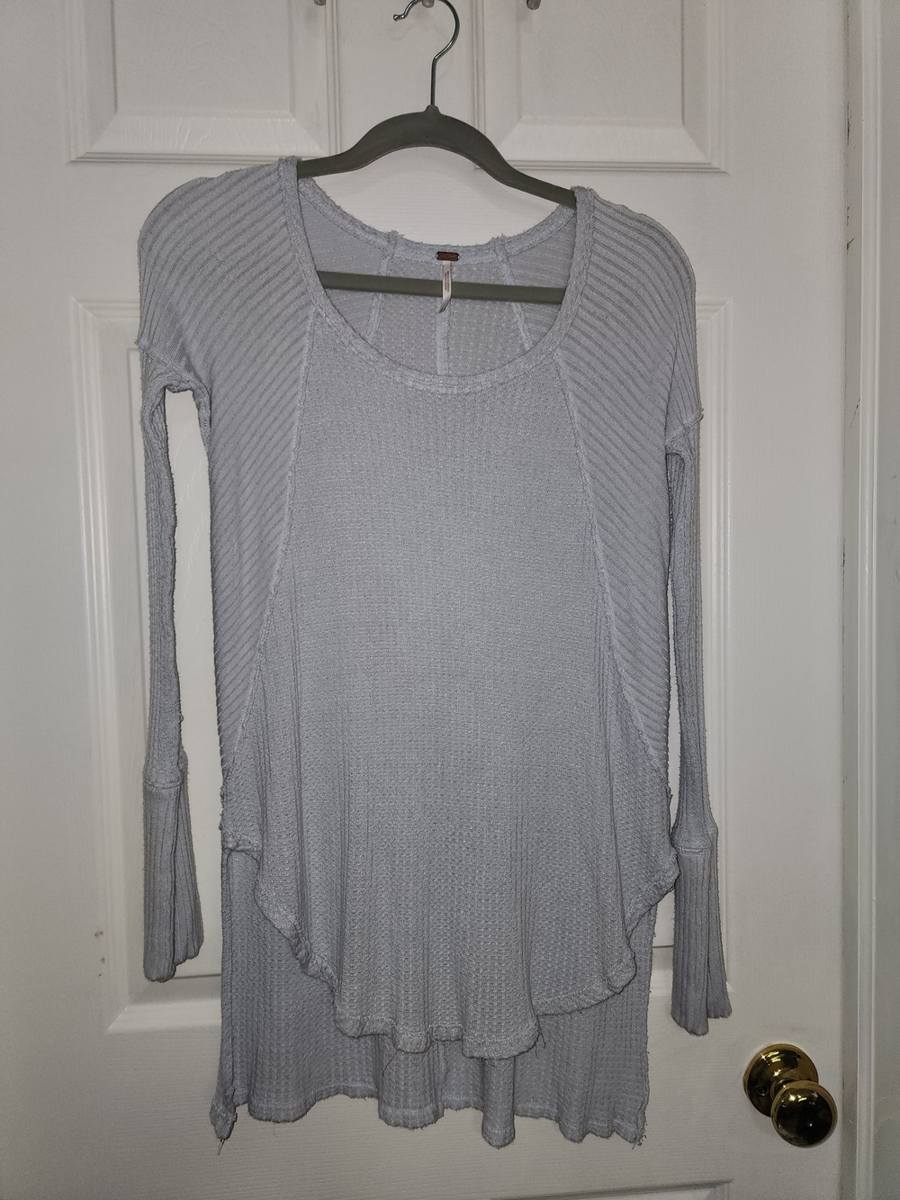 Free People Light Blue Ventura Layered Waffle Knit Tunic